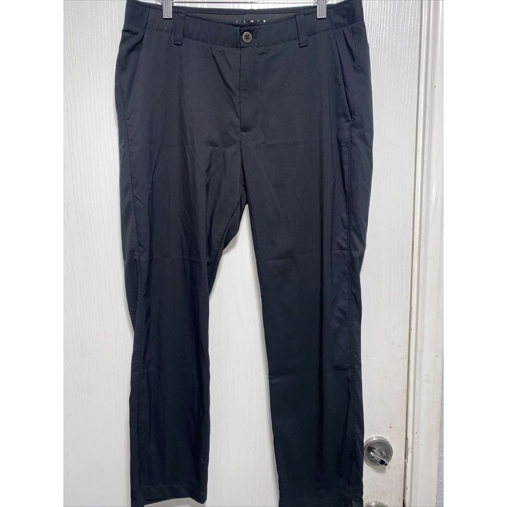 Under‎ Armour UA Golf Pants Men's Size 34x30 Black Loose Straight Flat Front